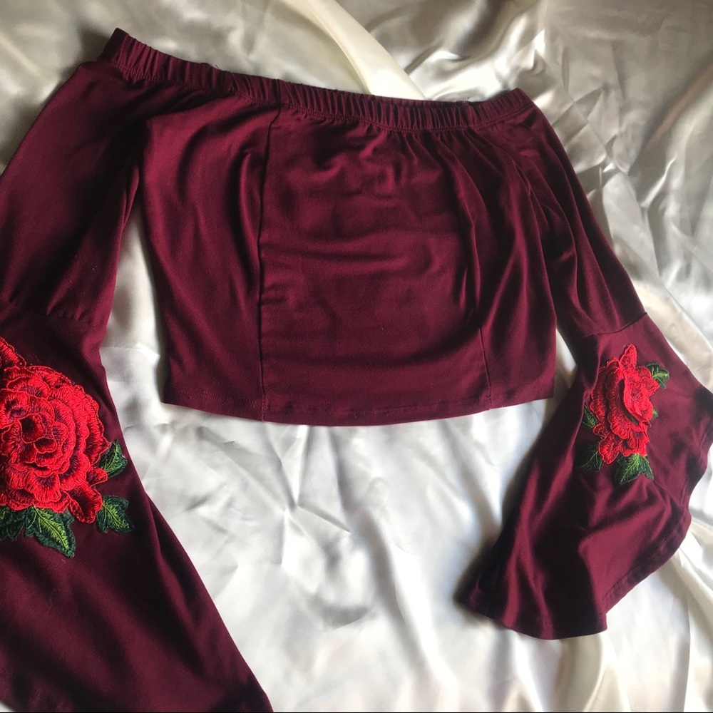 Burgundy Off the Shoulder Top